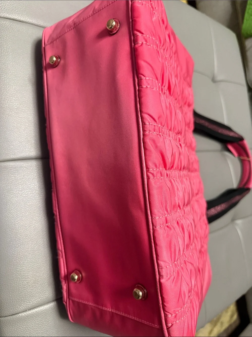Coach Pink Quilted Tote Bag with Front Zip Pocket
